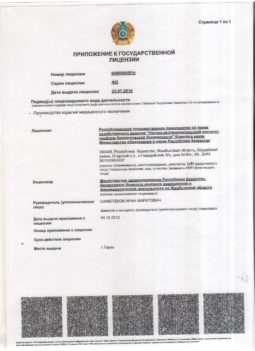 16. Appendix to the State License for pharma activities